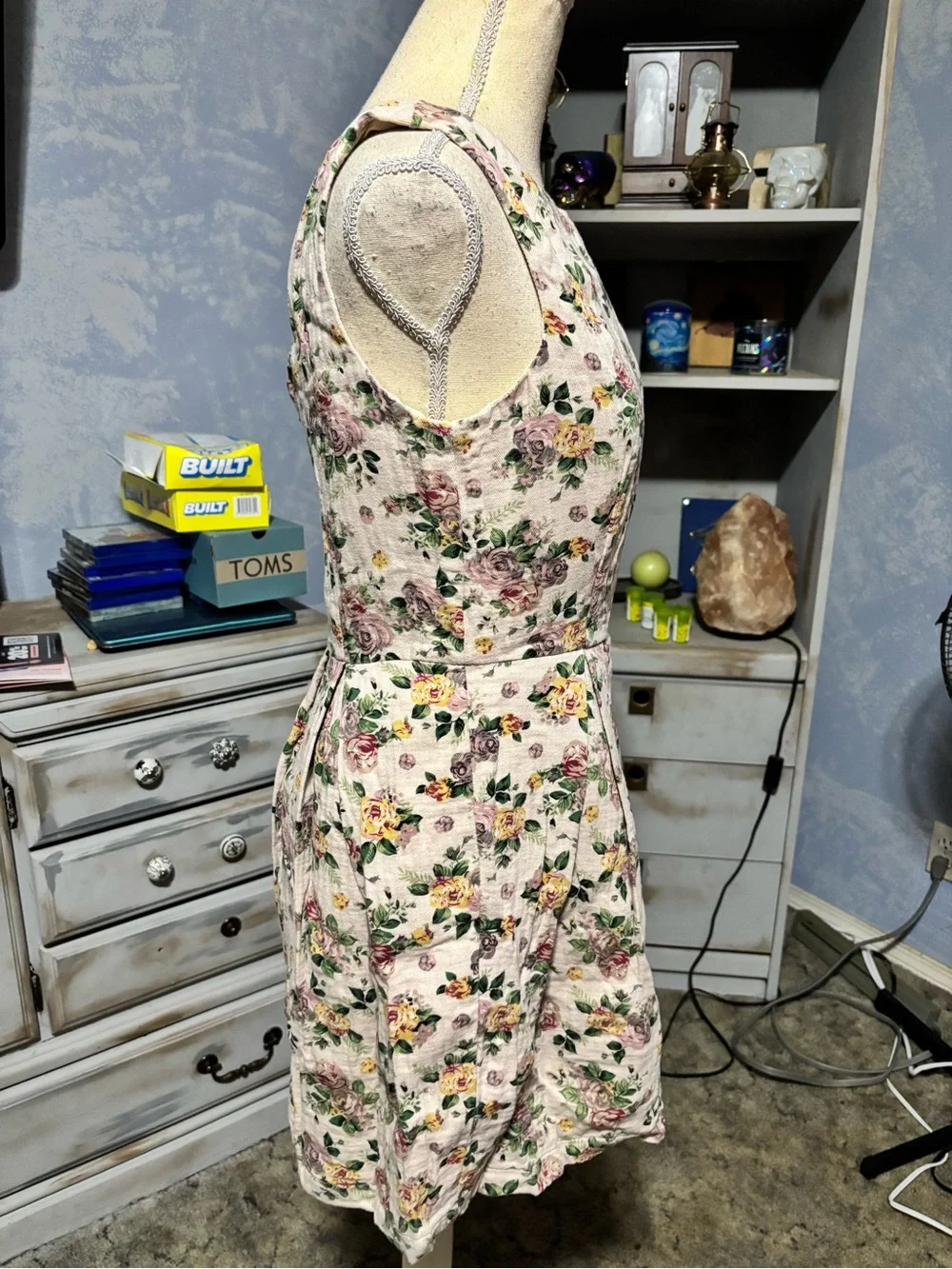 Pink Martini Floral Fit & Flare Dress Medium | Blush  Cottagecore Garden Party - Picture 5 of 9